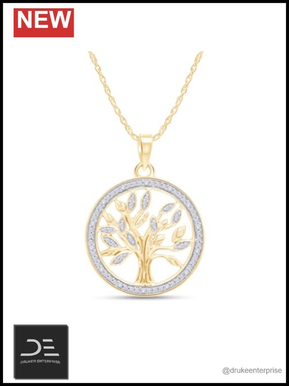 14K Yellow Gold Over Sterling Silver Tree of Life Pendant Necklace